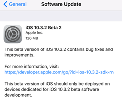 Apple släpper iOS 10.3.2 Beta2 för iOS-utvecklare
