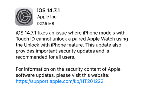 Apple släpper iOS 14.7.1 och iPadOS 14.7.1, ladda ned länken här