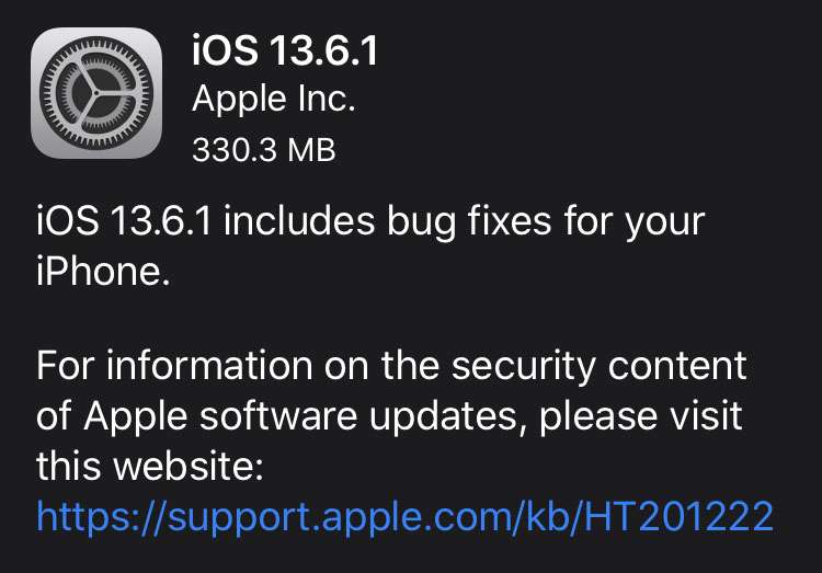 Apple släpper iOS 13.6.1 med grön fix