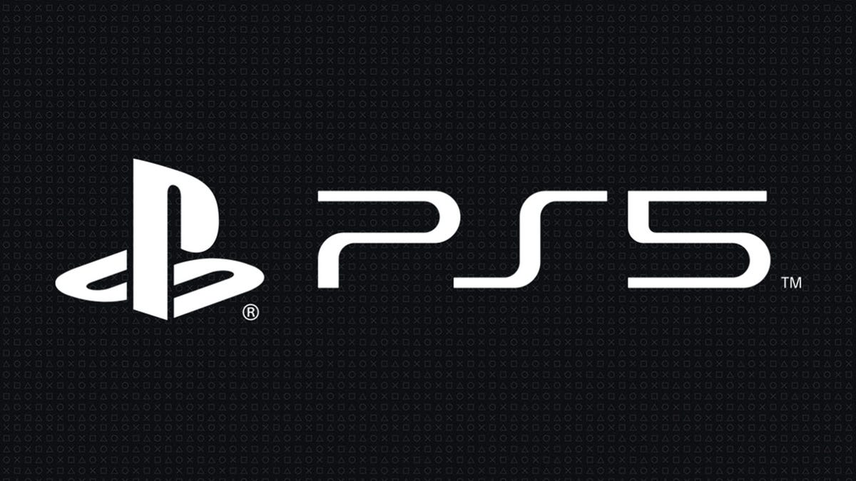 PS5-logotyp på bakgrunden av PlayStation-kontrollknapparna.