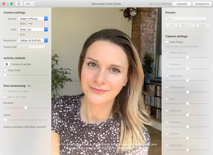 Förvandla iPhone till en webbkamera med den kostnadsfria Reincubate Camo-appen