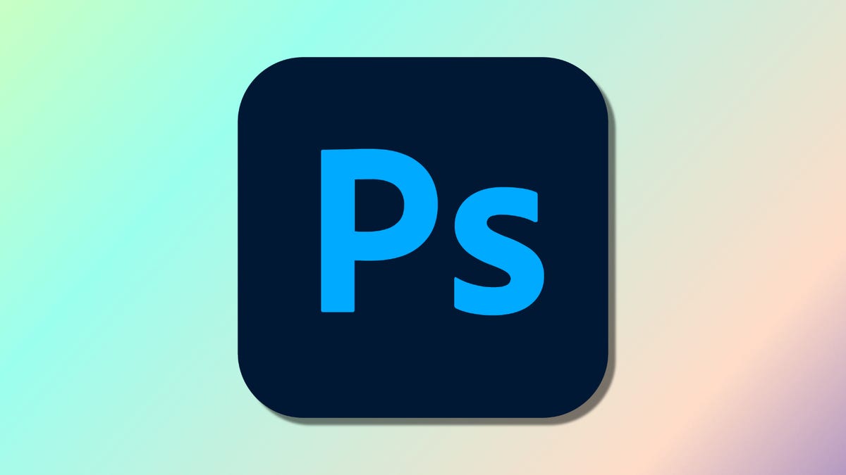 Logo Adobe Photoshop trên phông nền nhiều màu