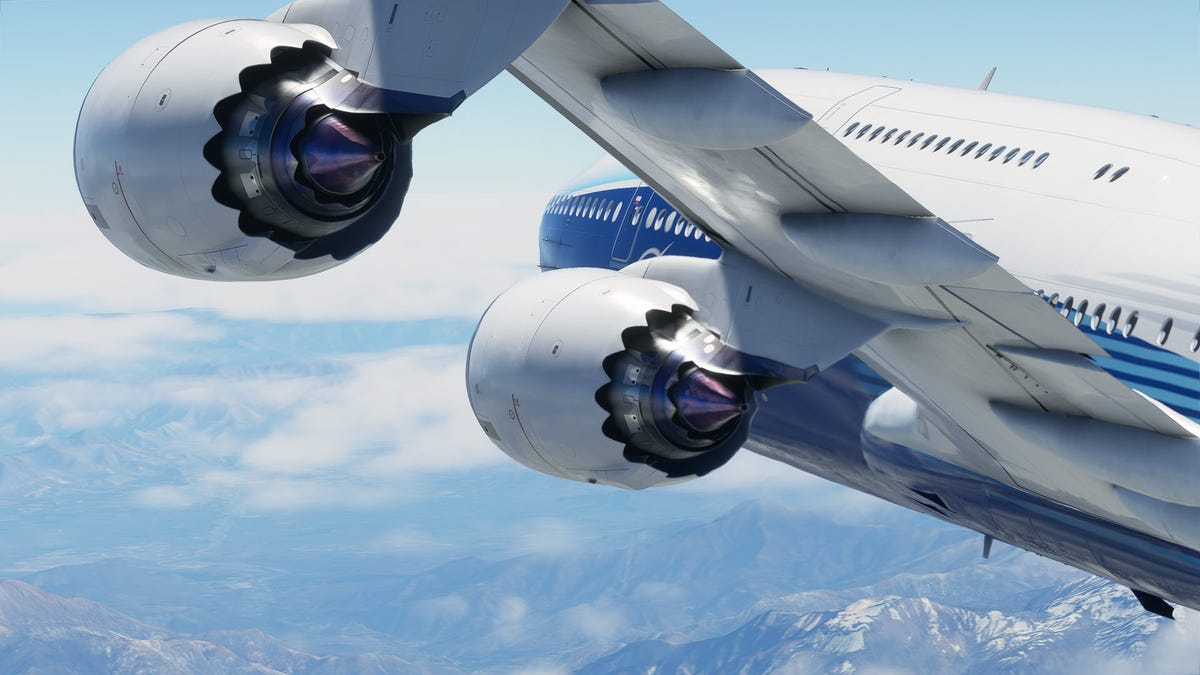 Một chiếc máy bay 747 trong Microsoft 'Flight Simulator'