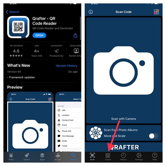 QR-kodläsare-app Qrafter - Dela Wi-Fi-lösenord från iPhone till Android