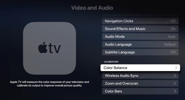 Apple tv-videokorrigeringsinställningar