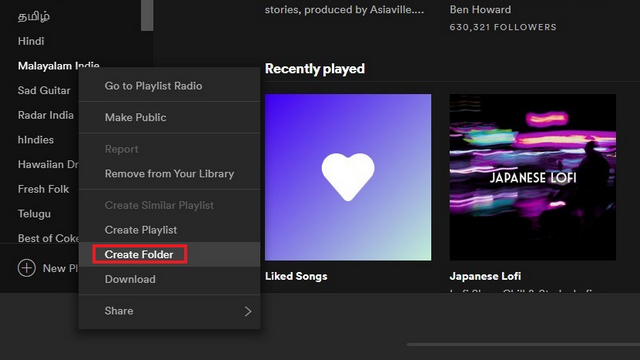 buat folder di Spotify