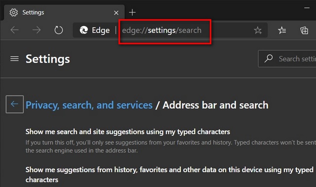 Thay đổi Công cụ Tìm kiếm Mặc định trong Microsoft Edge