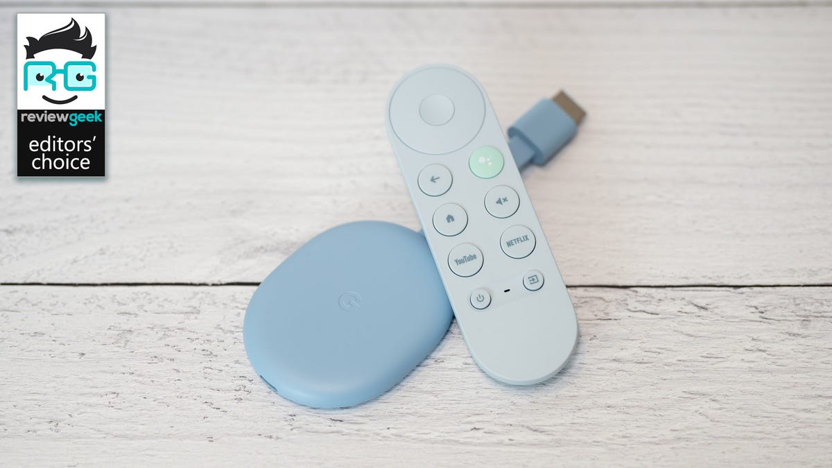 Chromecast dengan Google TV dan remote 