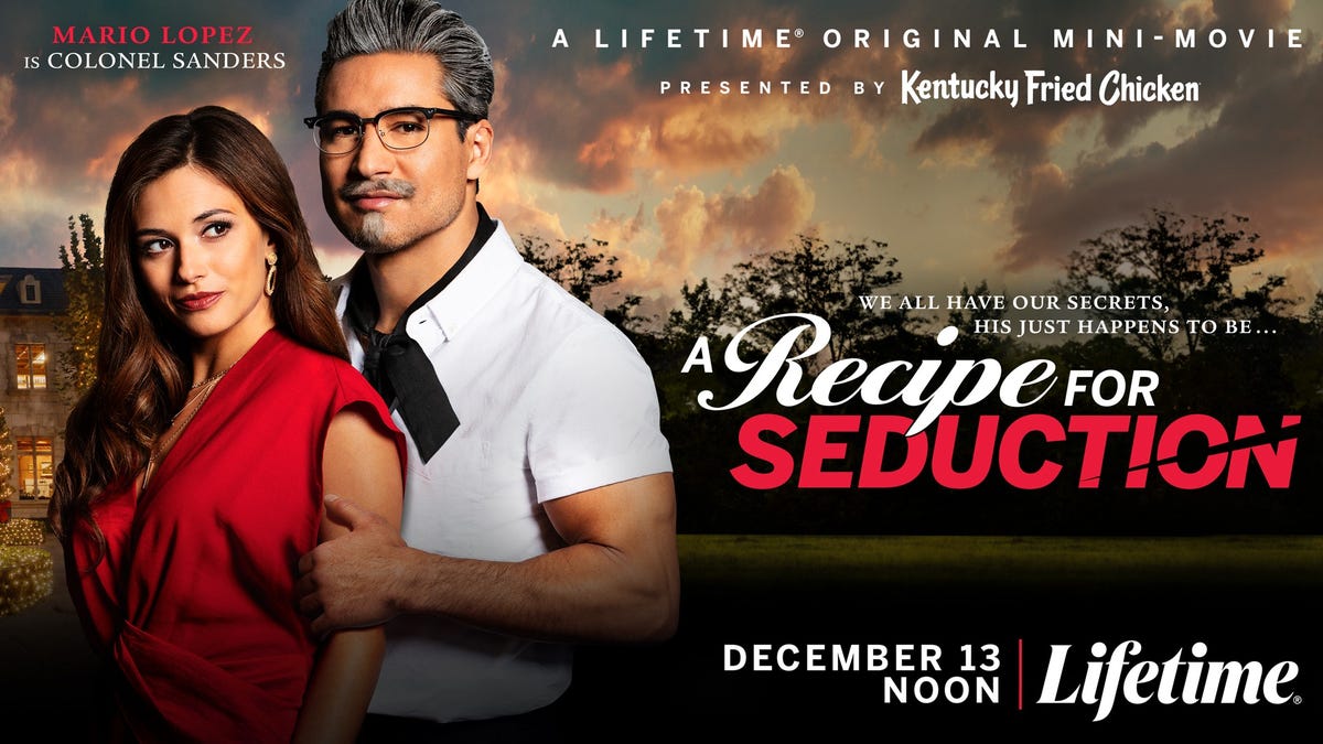Poster untuk film 'A Recipe for Seduction' dengan Mario Lopez sebagai Kolonel Sanders