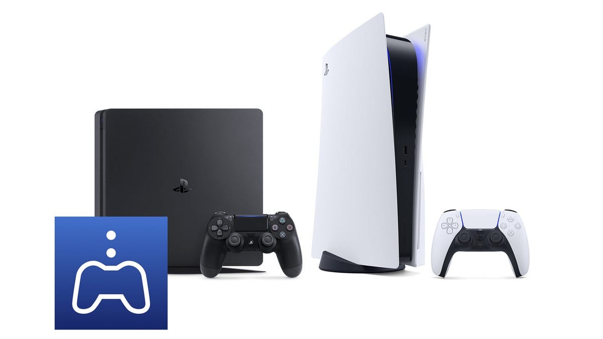 PlayStation 4 och en PlayStation 5 bakom PS Remote Play-logotypen.