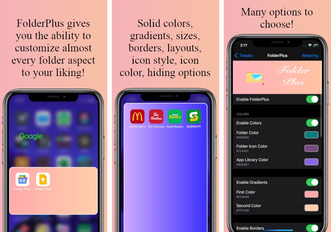 FolderPlus Tweak memungkinkan Anda sepenuhnya menyesuaikan folder iPhone Anda