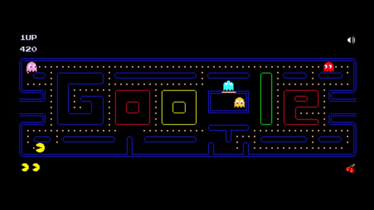 Labyrinten på Pac-Man Googles sökfält