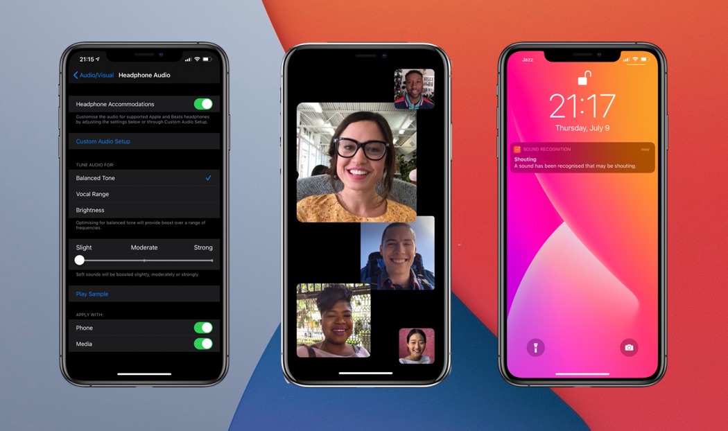iOS 14-tillgänglighet: ljudigenkänning, framträdande FaceTime och hörlurar