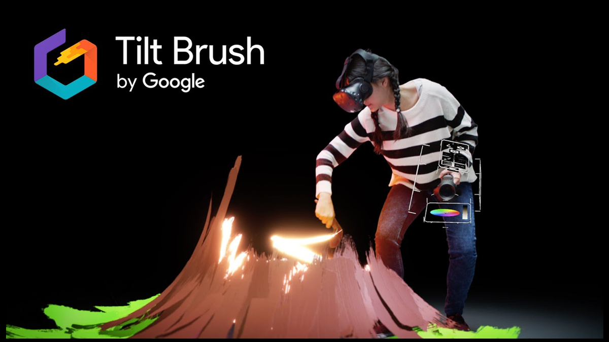 Một nghệ sĩ vẽ trong môi trường Tilt Brush VR.
