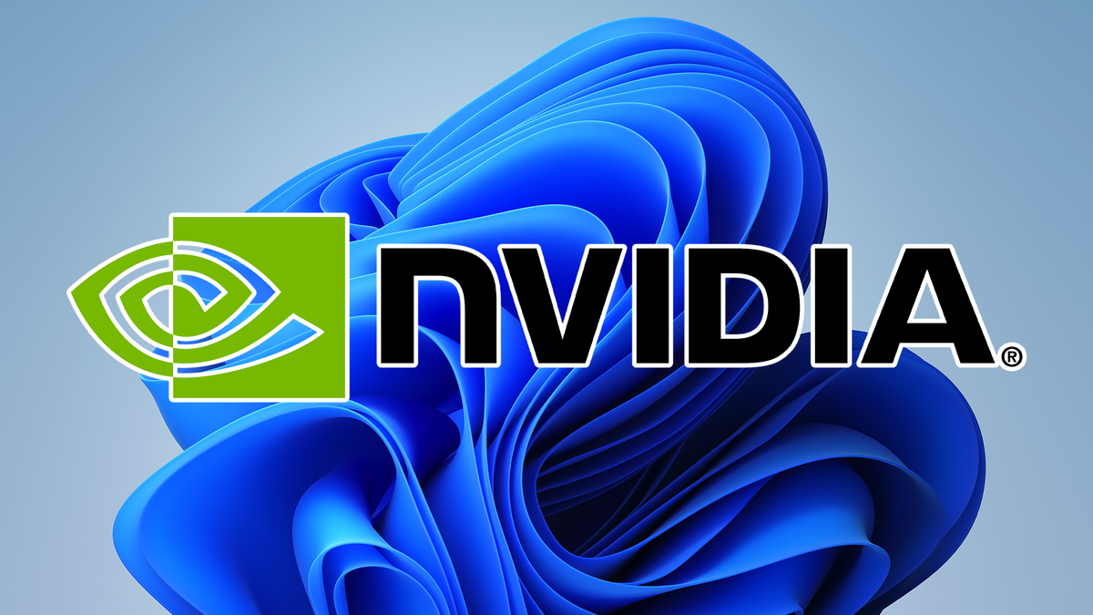 NVIDIA-logotyp som standard Windows 11-bakgrund.