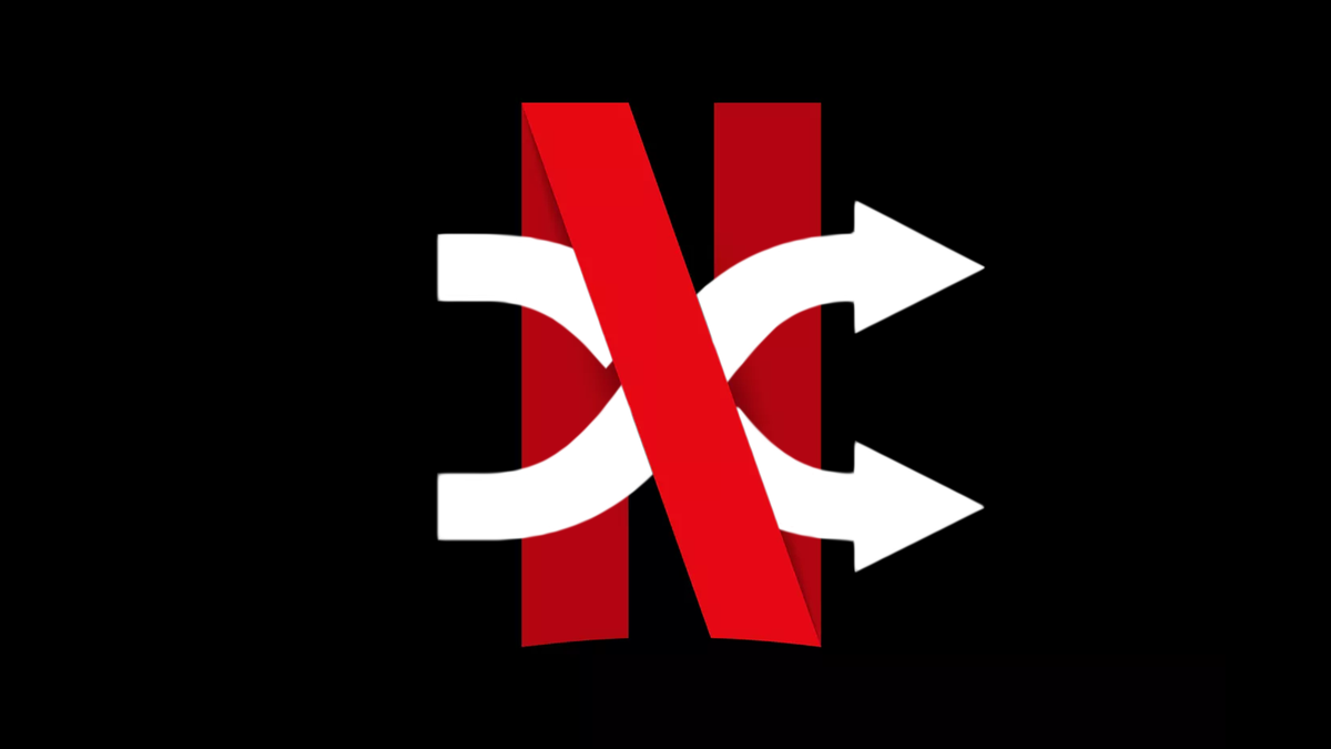 Netflix-logotyp med shuffle-symbol 