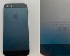 Prototipe iPhone 5s ditampilkan dalam warna hitam dan abu-abu tua
