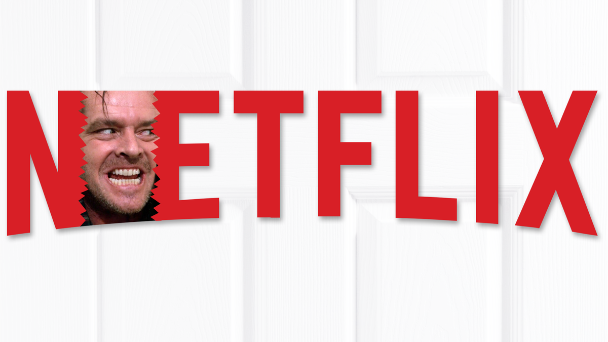 Logo Netflix Dengan Jack Nicholson Menakutkan "Ini Jonny!" tatap muka.