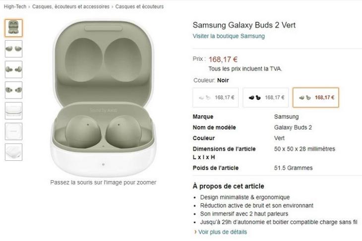 Amazon France avslöjar officiella detaljer om Galaxy Buds 2 inför lanseringen