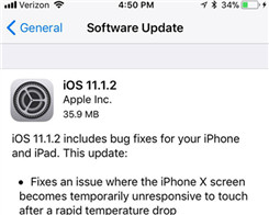 iOS 11.1.2 är här med kallt väder iPhone X Fix