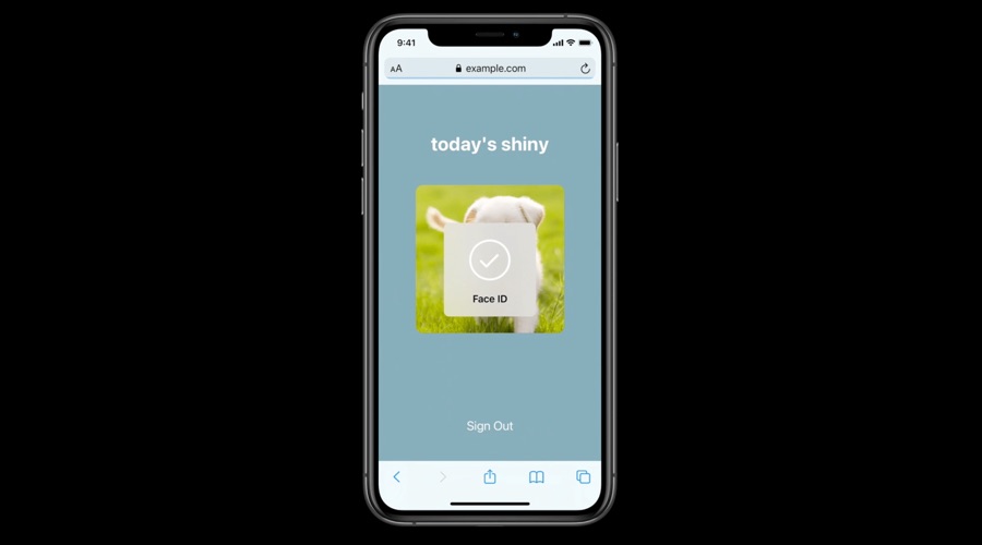 iOS 14 Safari för att låta användare logga in på webbplatser med Face ID