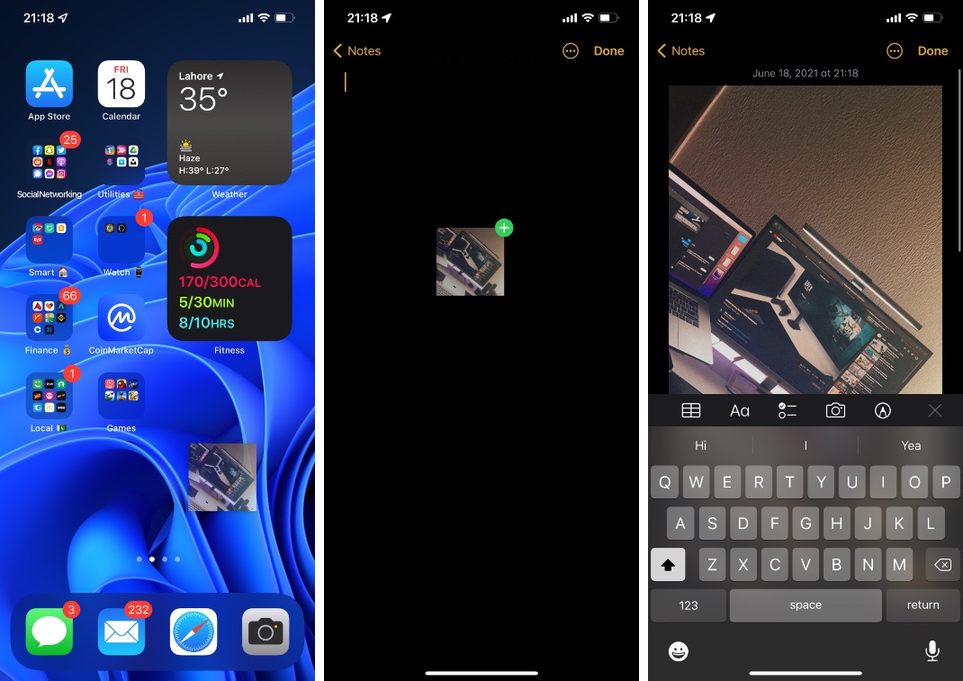 iOS 15 låter användare dra och släppa objekt mellan appar