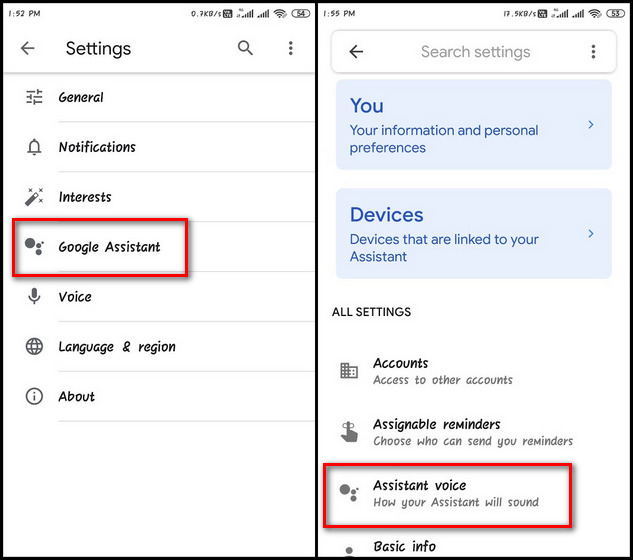 Thay đổi Google Assistant Giọng nói và ngôn ngữ