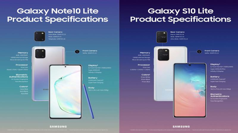 The Galaxy S10 Lite is available in Prism White, Prism Black and Prism Blue while Galaxy Note10 Lite is available in Aura Glow, Aura Black and Aura Red.