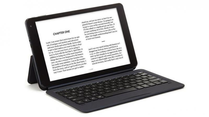 The cover can be physically connected to the tablet and allows for data or power transmit.