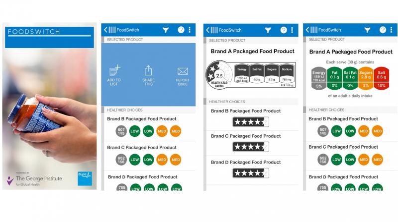 The FoodSwitch app, developed by researchers from The George Institute for Global Health in Australia and Northwestern University in the US.
