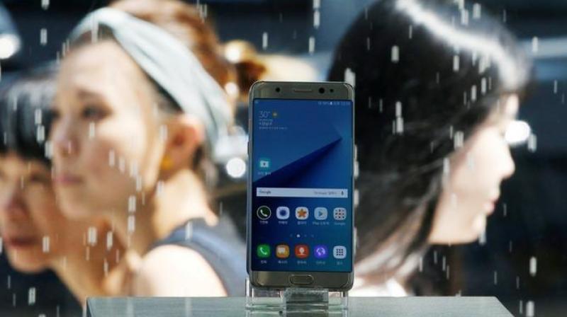 Galaxy Note 8's predecessor, Galaxy Note 7 displayed at its store in Seoul, South Korea.