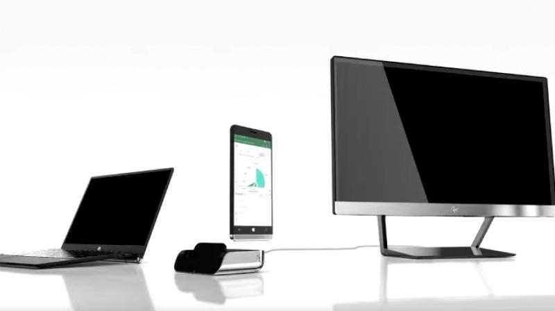 The HP Elite X3 can be used as a desktop PC by simply connecting a dock with a monitor, mouse and keyboard.