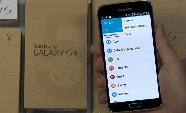 Android L (Lolipop) running on a Samsung Galaxy S5. Credit: Video grab from SamMobiles' YouTube video