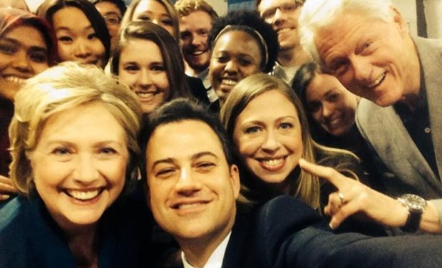 Jimmy Kimmel's with former US president Bill Clinton and his wife and daughter. Photo credit: Twitter