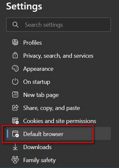 Pengaturan tepi untuk browser default
