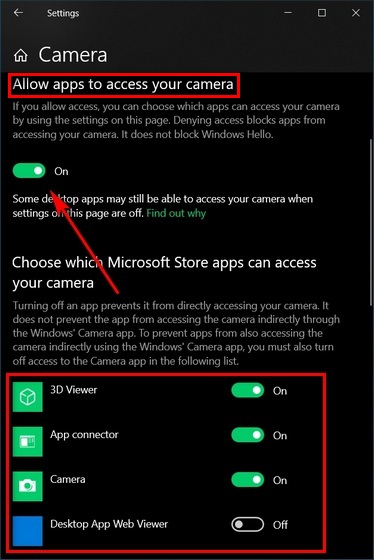 Aktivera/inaktivera kamerabehörigheter i Windows 10
