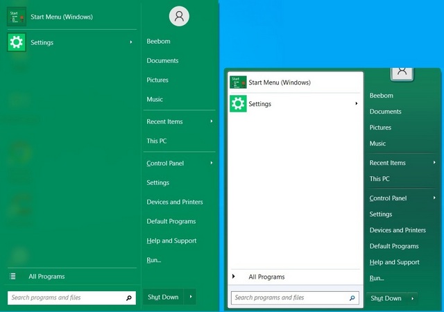 Återställ Windows 7 Start-menyn till Windows 10 Öppna skal