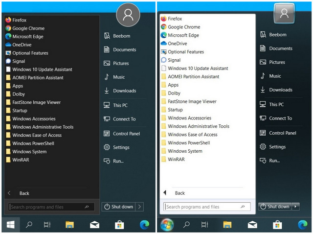 Återställ Windows 7 Start-menyn till Windows 10 StartIsBack