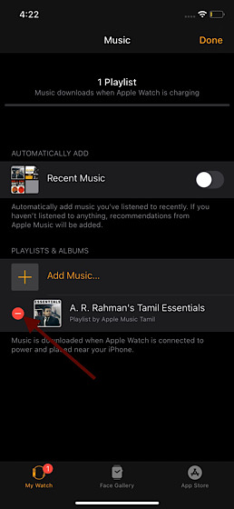 Ta bort musik från Apple Watch