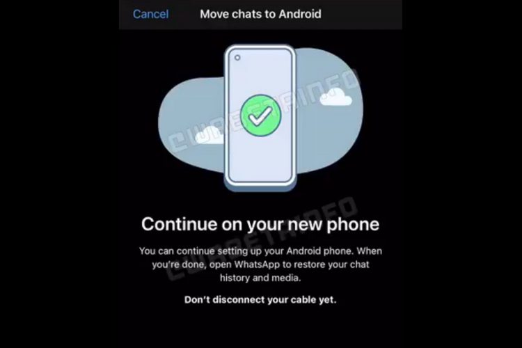 WhatsApp mungkin ingin Anda menghubungkan perangkat Anda dengan kabel untuk memindahkan obrolan