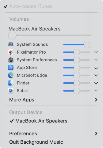 kontrol volume aplikasi individu m1 mac