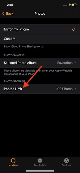 Begränsa bilder på Apple Watch