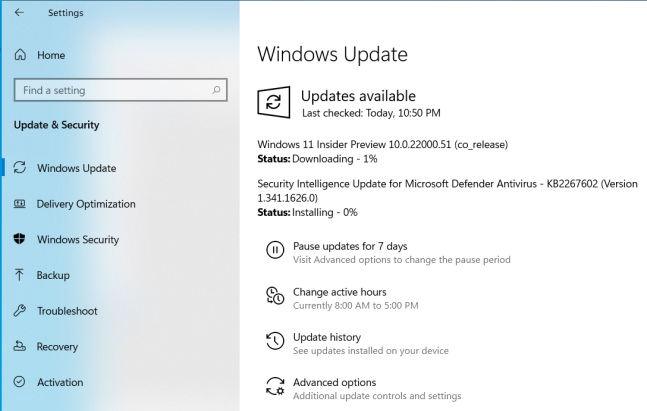 Windows 11 intern förhandsgranskning
