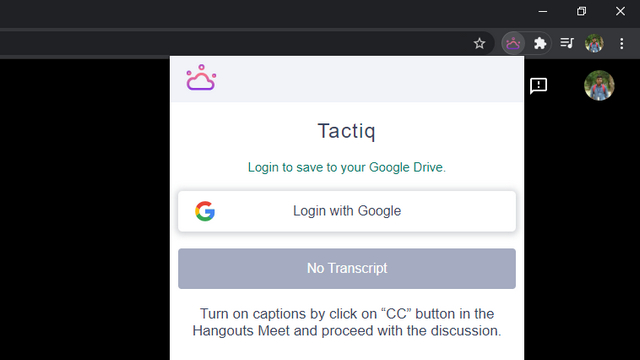 đăng nhập tactiq vào tài khoản google