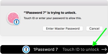 Använd Touch ID för att låsa upp 1Password