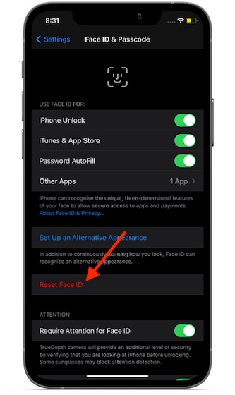 Đặt lại Face / Touch ID