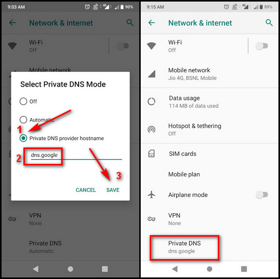 Ubah DNS di Android 9 Pie dan yang lebih baru