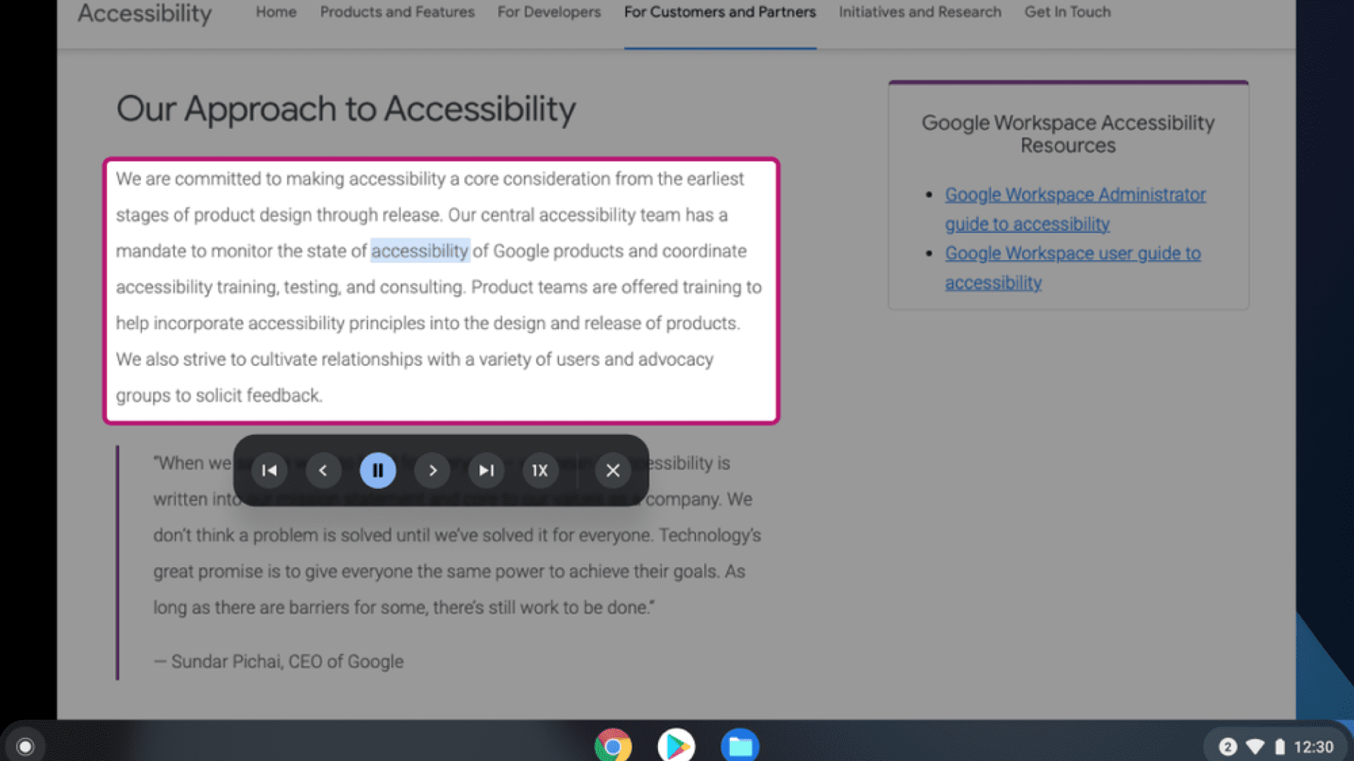 Tính năng hỗ trợ tiếp cận Chọn để nói trên Chromebook Nhận được giọng nói mới của con người