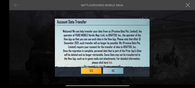 Battlegrounds mobila Indien kontoöverföring