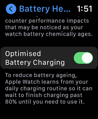 pengisian baterai optimal di Apple Watch